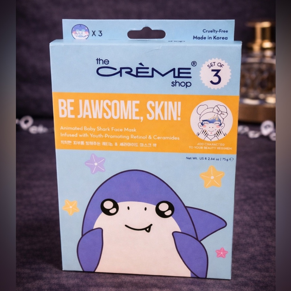 The Creme Shop‎ Be Jawsome Skin Animated Baby Shark Face Mask Set of 3 Retinol